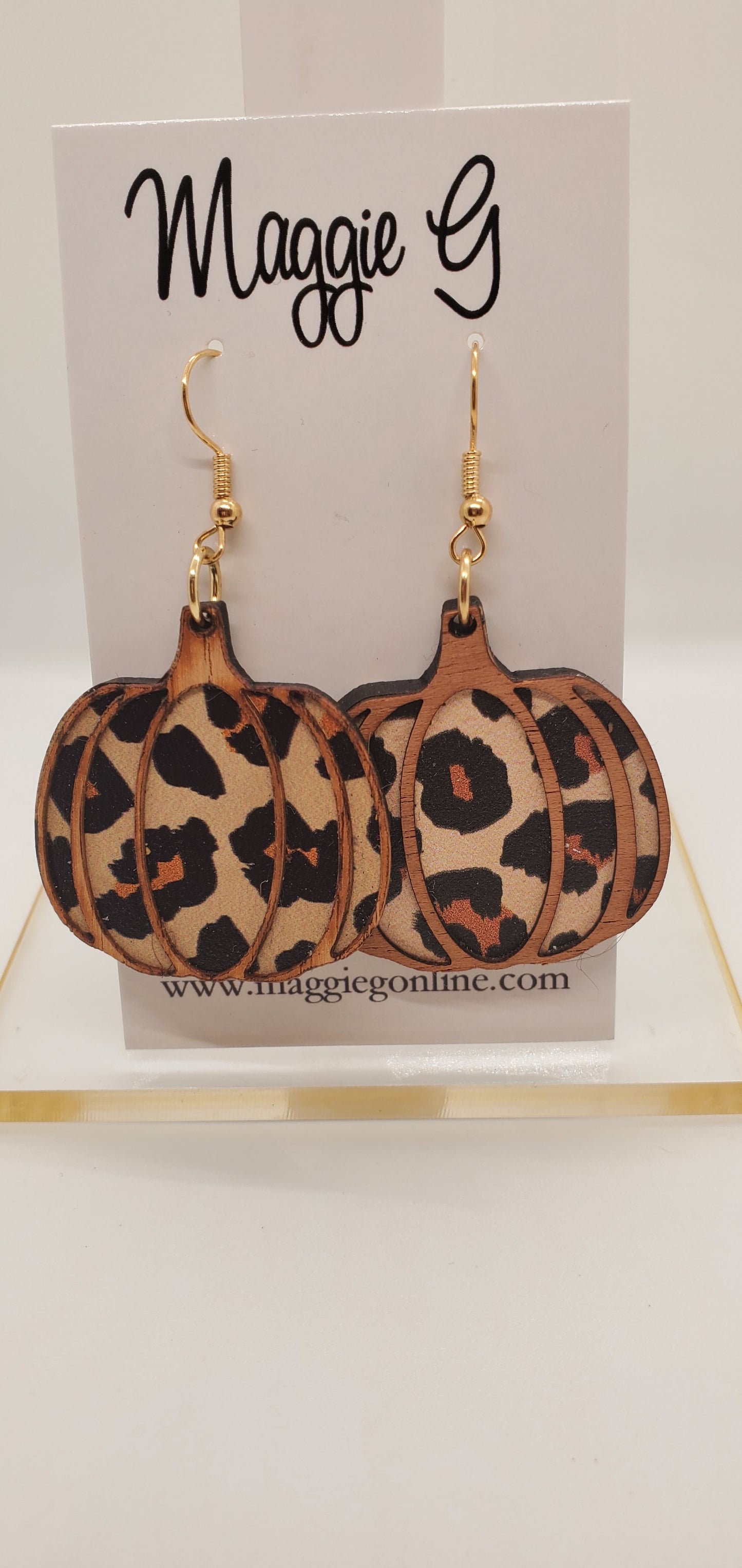 Leopard Pumpkin Earrings, Fall Earrings, Halloween