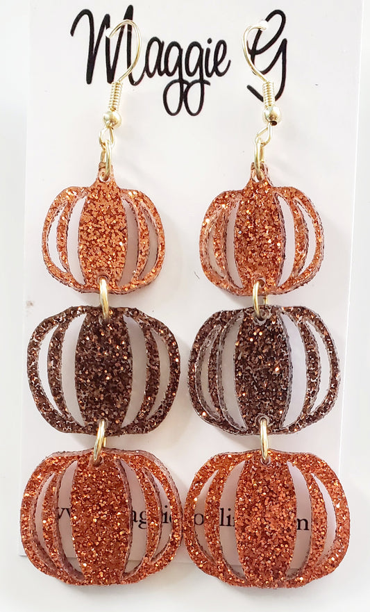 Pumpkin Earrings | Multi Color Glitter | Stacked Pumpkins | Fall Accessories