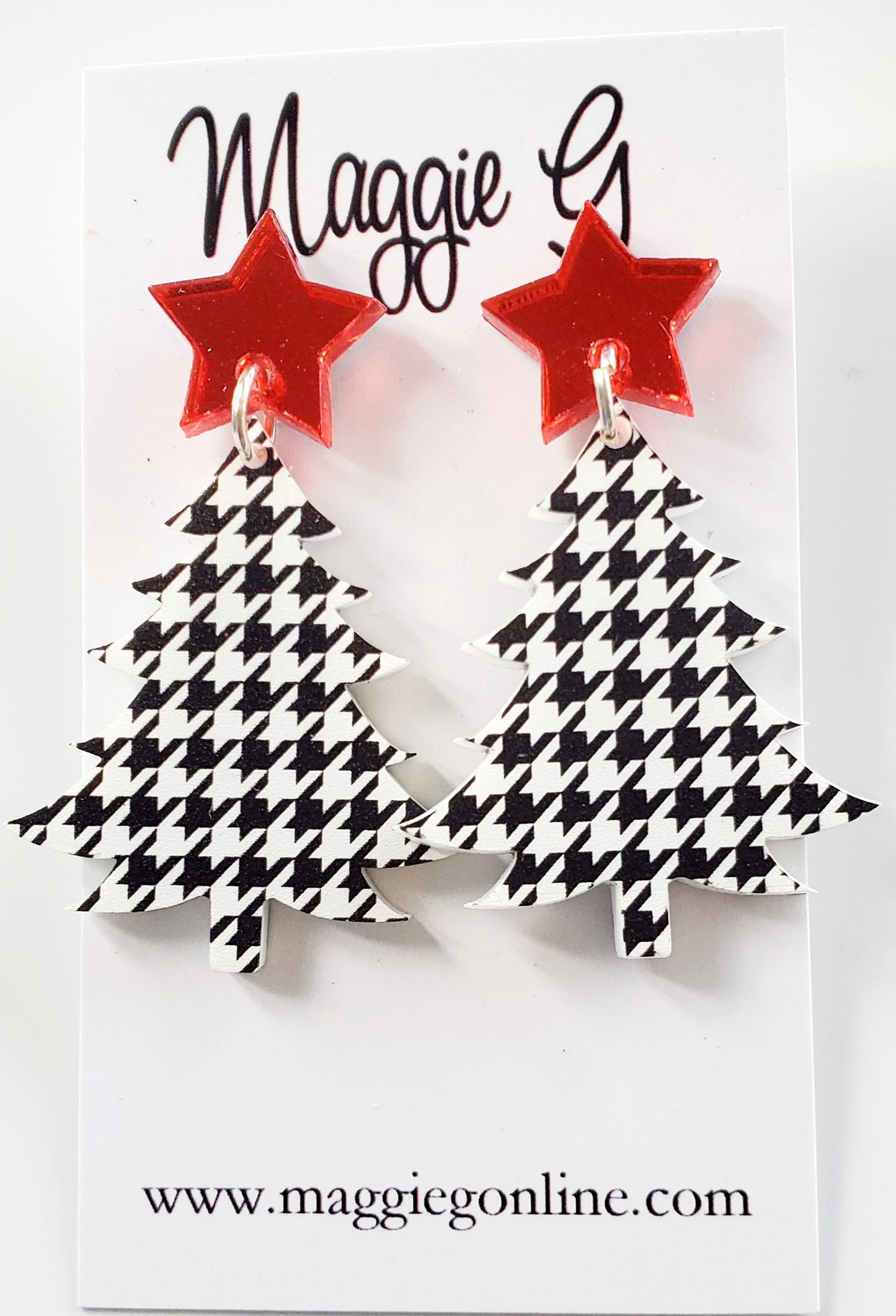 Christmas Tree Earrings Houndstooth Design Alabama