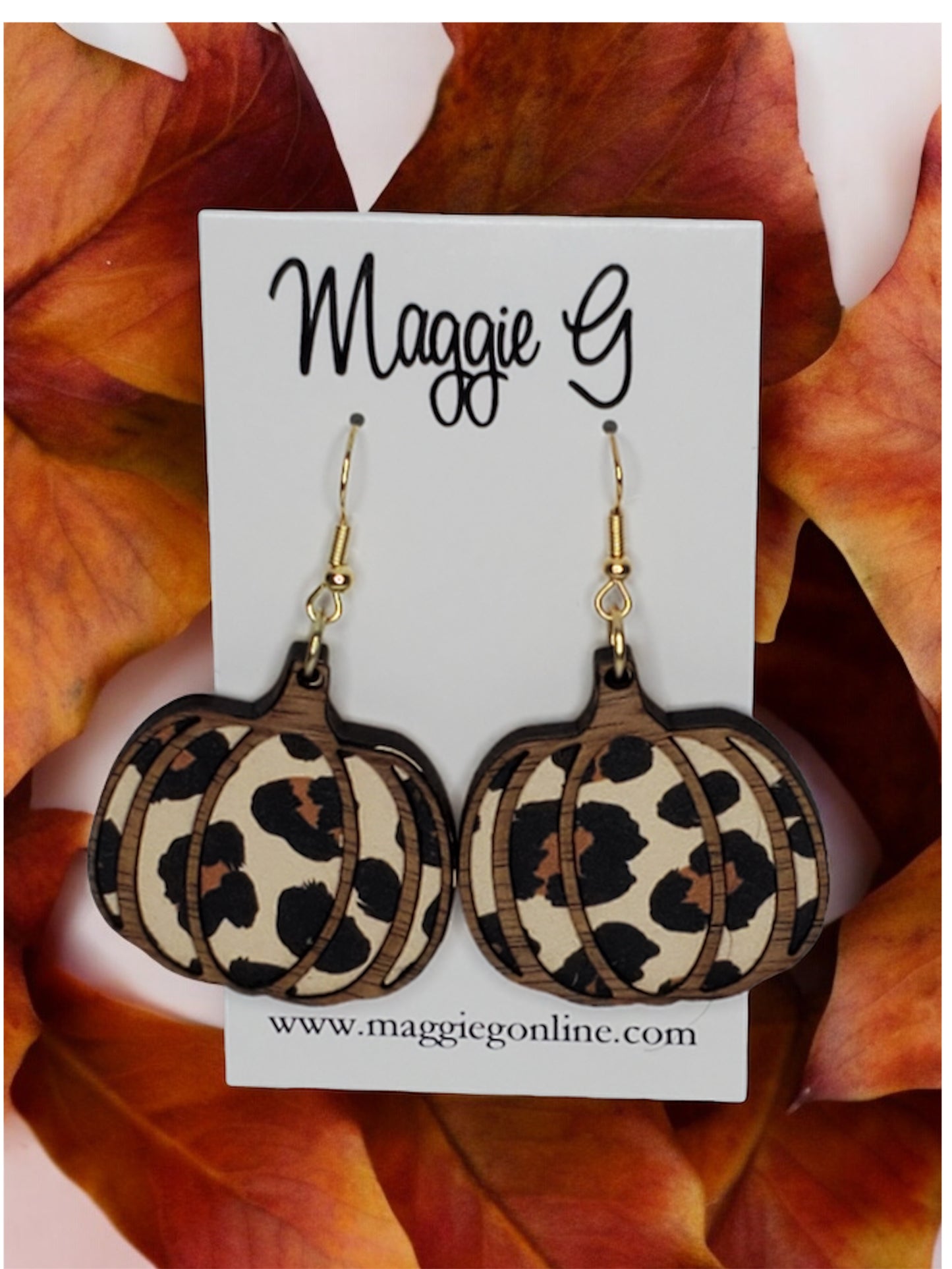 Leopard Pumpkin Earrings, Fall Earrings, Halloween