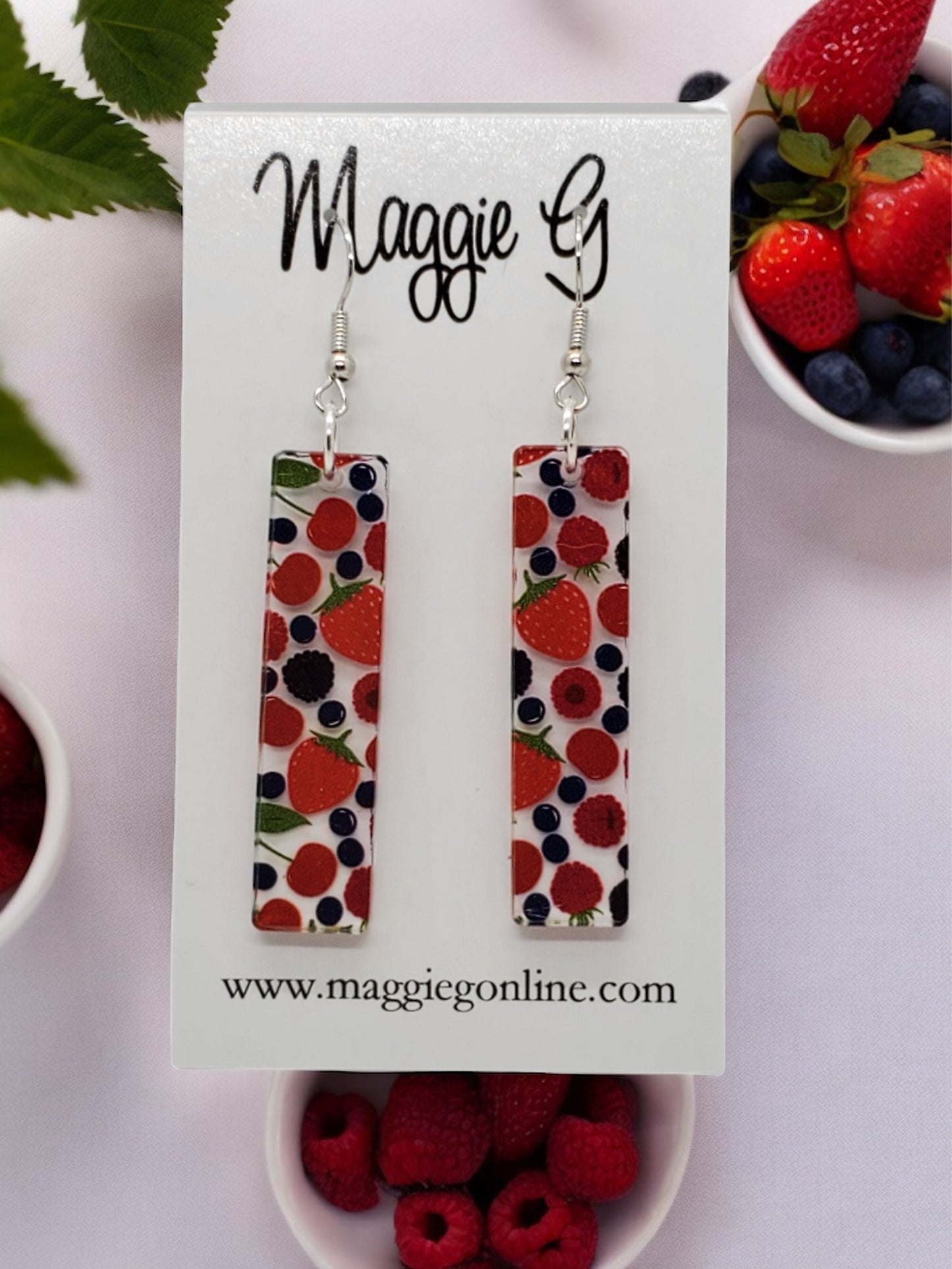 Berry Earrings Handmade Acrylic / Berry Earrings / Fruit Earrings / Fruit Jewelry / Bar Stick Earrings