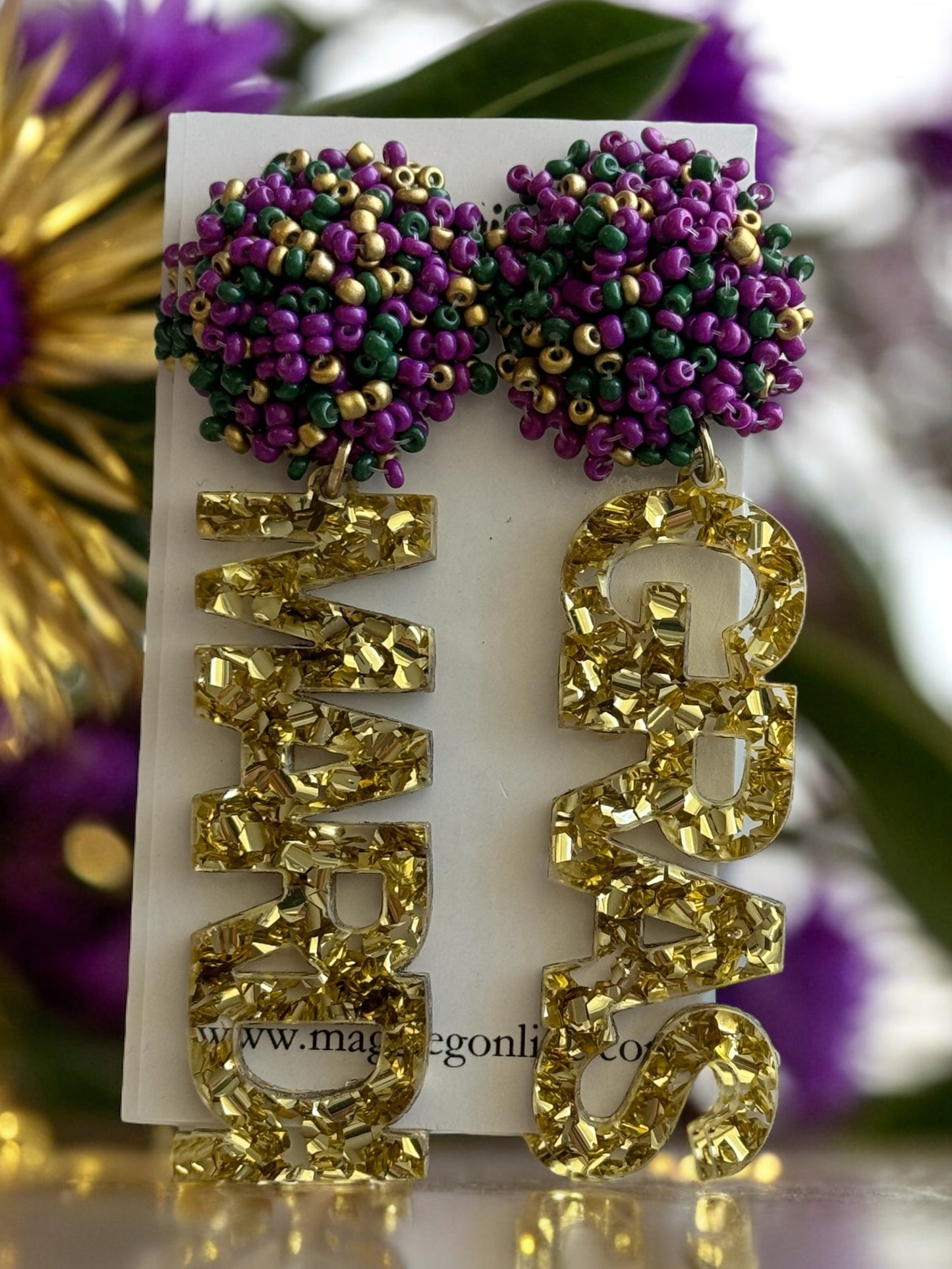 MARDI GRAS Glitter Acrylic Earrings