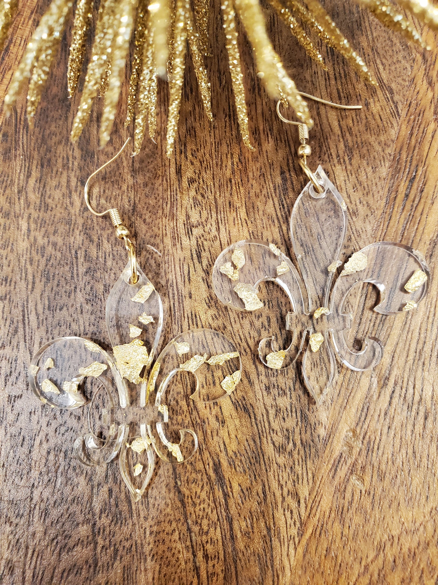 Fleur de Lis Glitter Acrylic Earrings