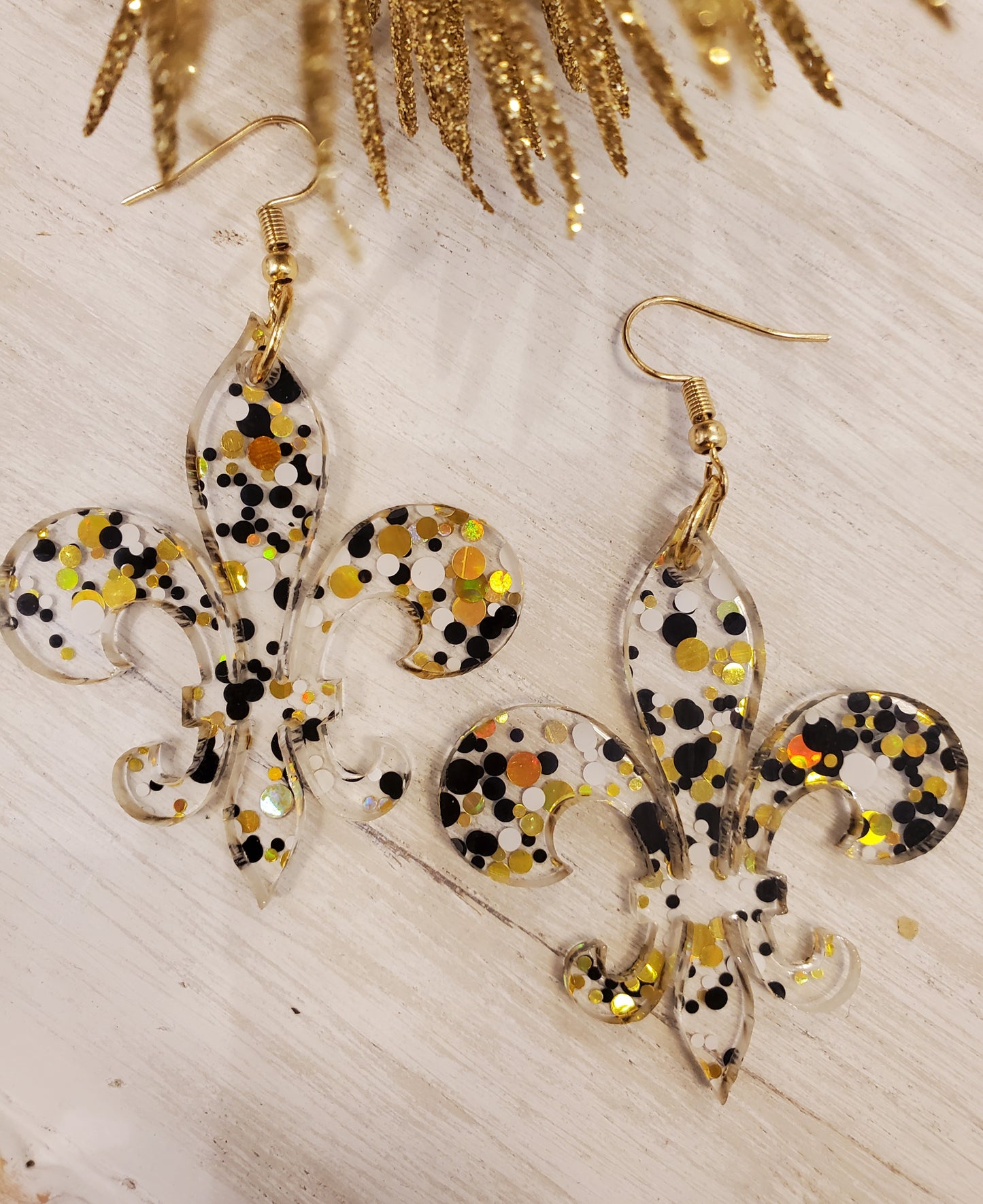Fleur de Lis Glitter Acrylic Earrings