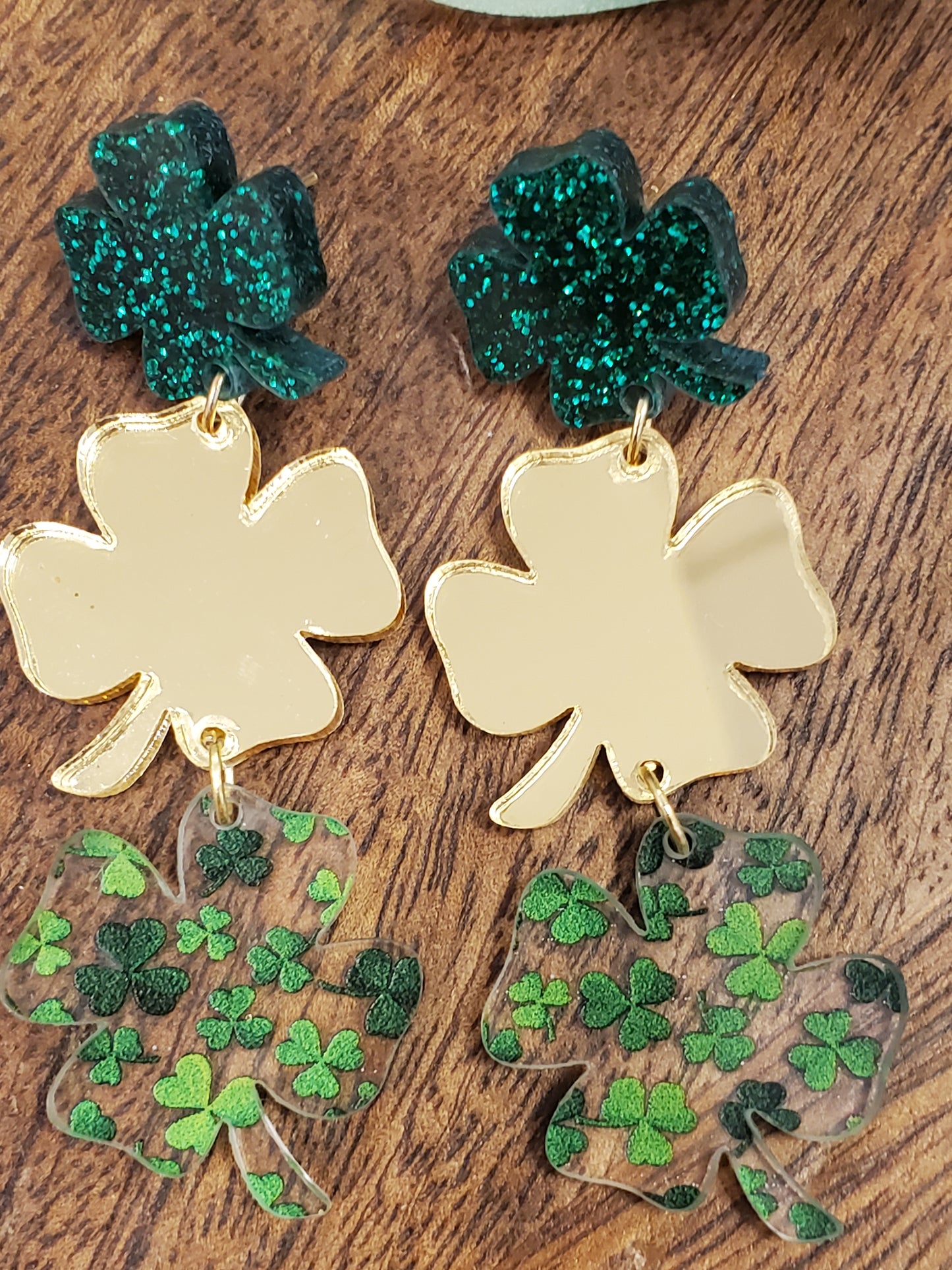 Clover, St. Patricks Day Acrylic Earring