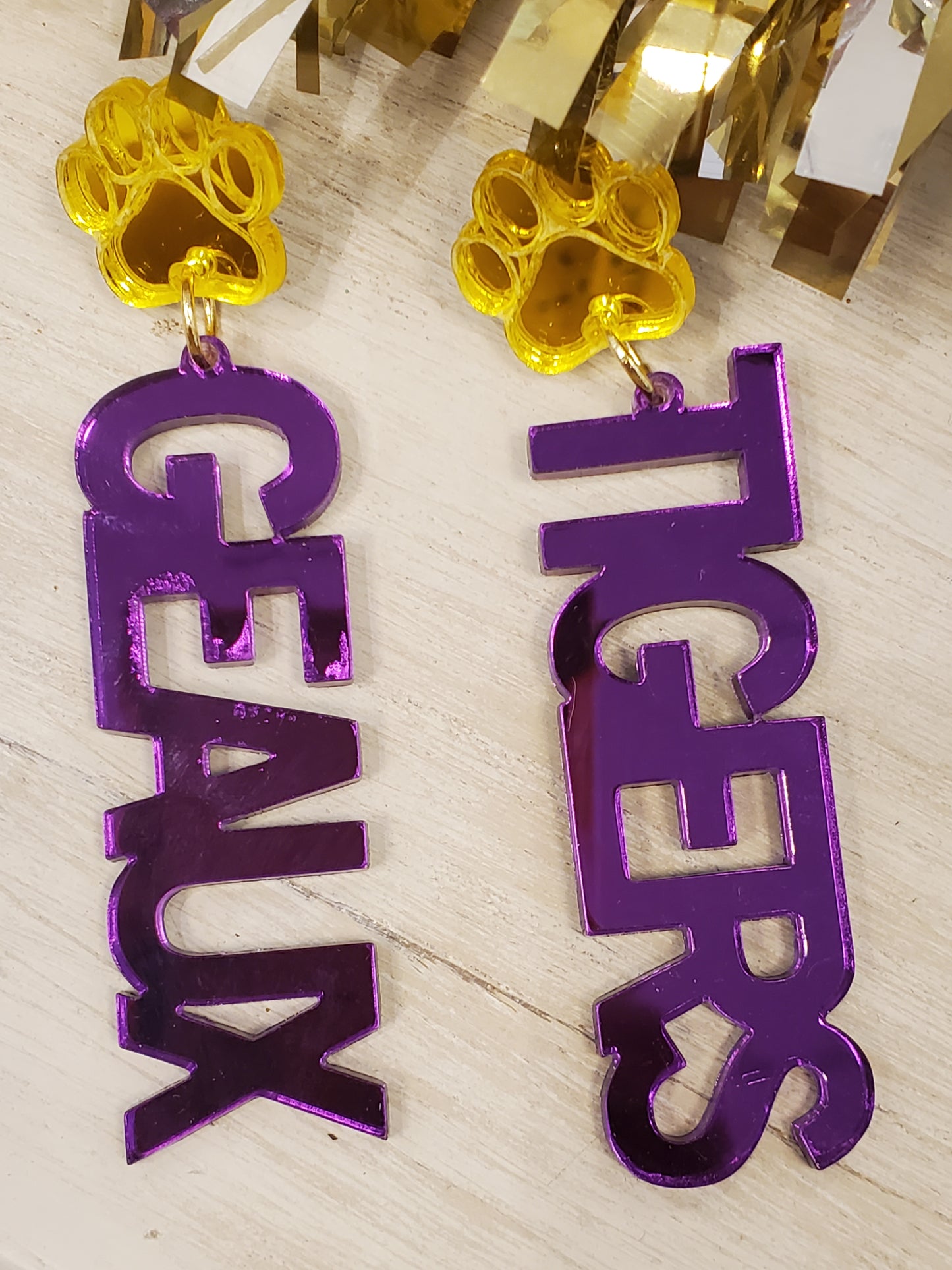 Geaux Tigers Team Earrings, Football Earrings, Spirit Wear, Game Day Earrings, High School Earrings, College Earrings, Custom Earrings