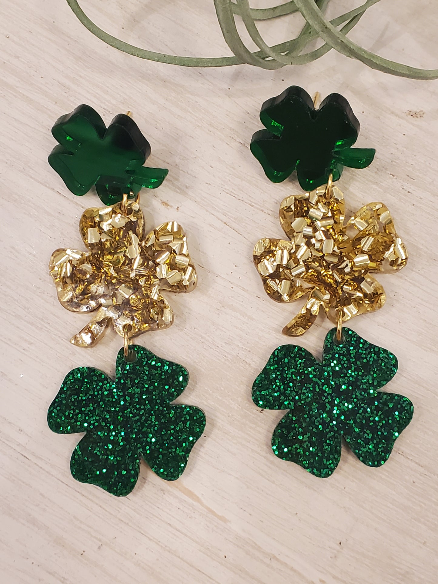 Clover, St. Patricks Day Acrylic Earring