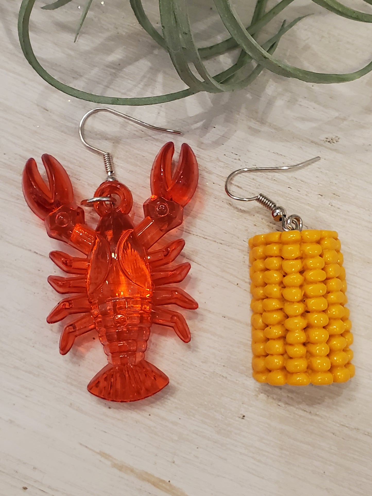 Crawfish Boil Earrings - Crawfish Earrings, Crawfish Jewelry, Cajun Accessories, Crawfish & Corn Earrings