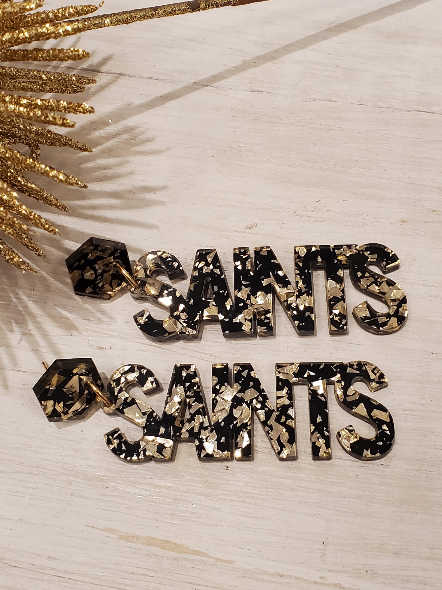 New Orleans Saints gold flake, Team Earrings, Football Earrings, Spirit Wear, Game Day Earrings, Custom Earrings