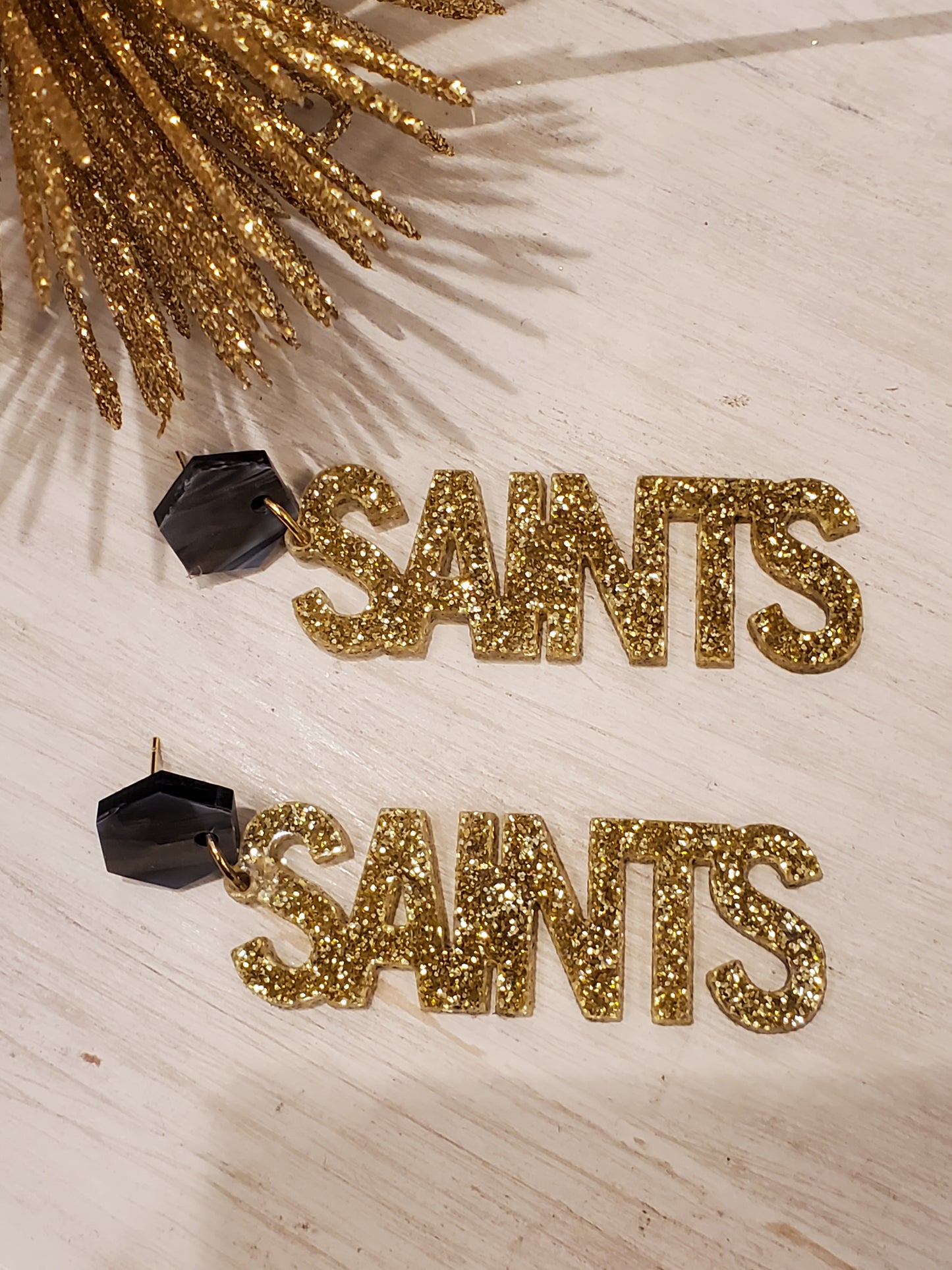 New Orleans Saints glitter, Team Earrings, Football Earrings, Spirit Wear, Game Day Earrings, Custom Earrings