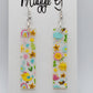 Spring Fling Earrings / Floral Earrings /  Handmade Acrylic Earrings /  Bar Stick Earrings