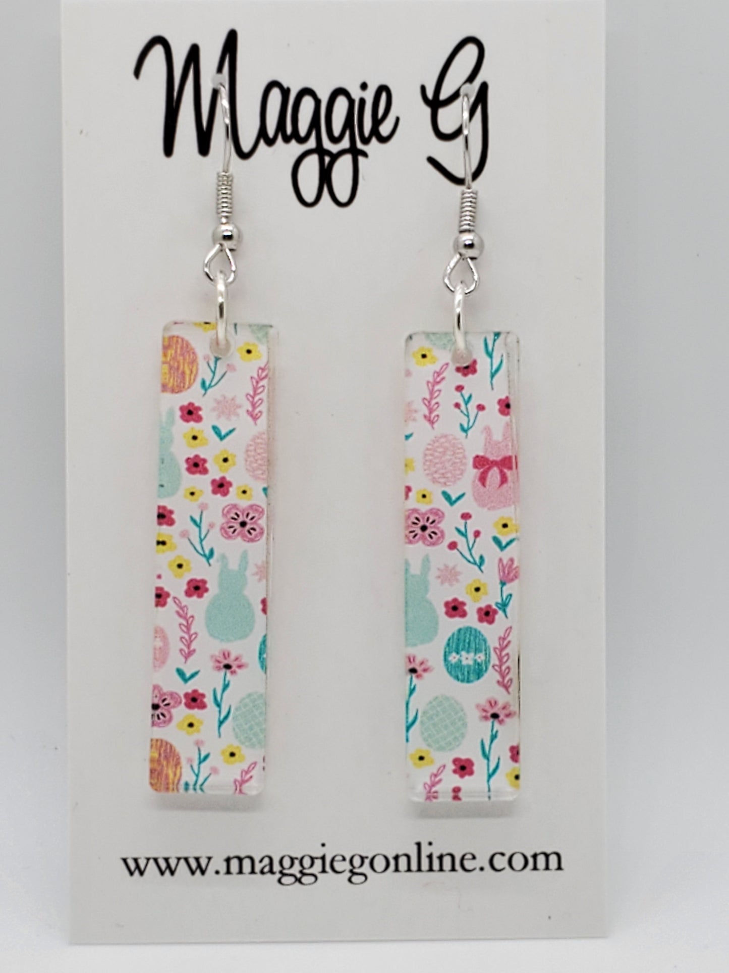 Easter Bunny Earrings / Easter Eggs Earrings / Spring Bar Stick earrings