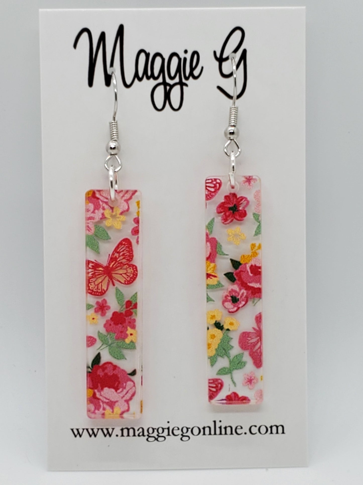 Butterfly Floral Earrings Handmade Acrylic