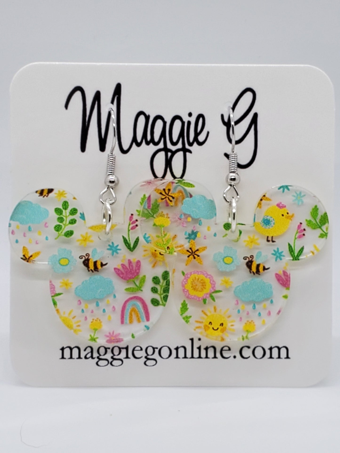 Mouse Head / Handmade Spring Fling Acrylic Earrings