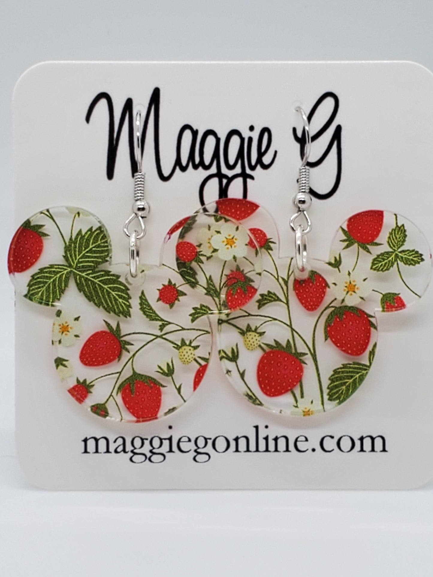 Mouse Head / Handmade Strawberry Acrylic Earrings
