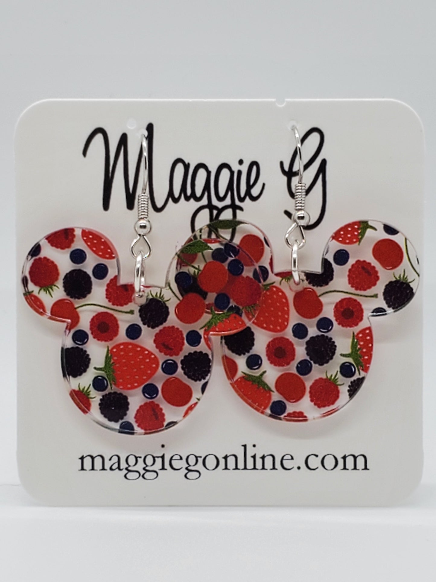 Mouse Head / Handmade Berry Acrylic Earrings