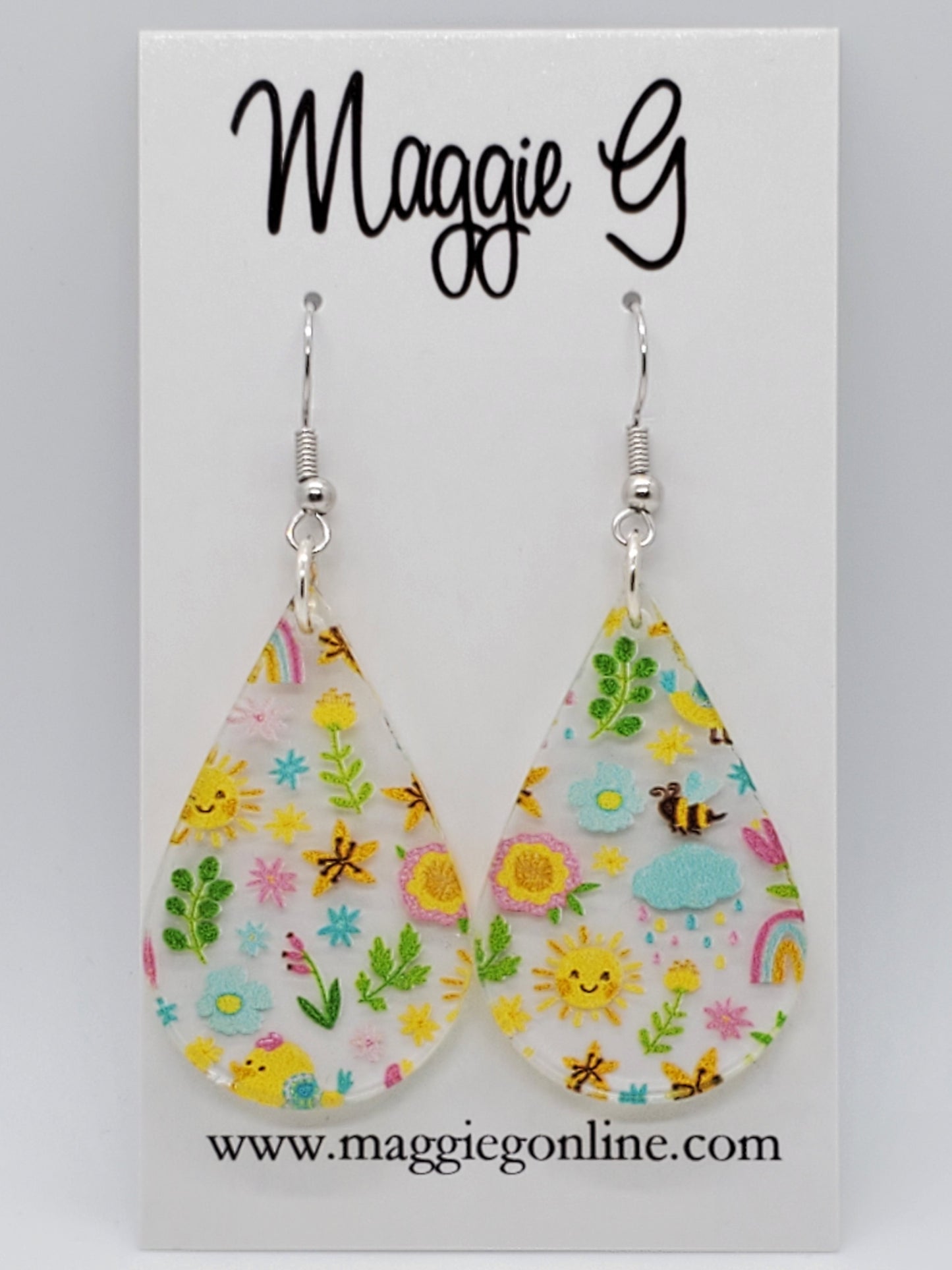 Easter Spring Earrings / Floral Spring Acrylic Earrings
