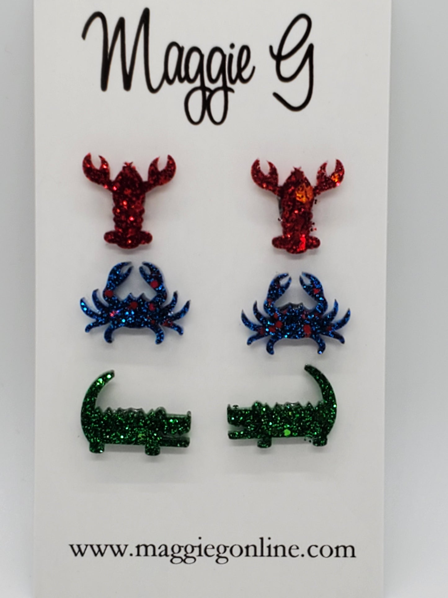 Crawfish, Crab and Alligator Resin Earrings
