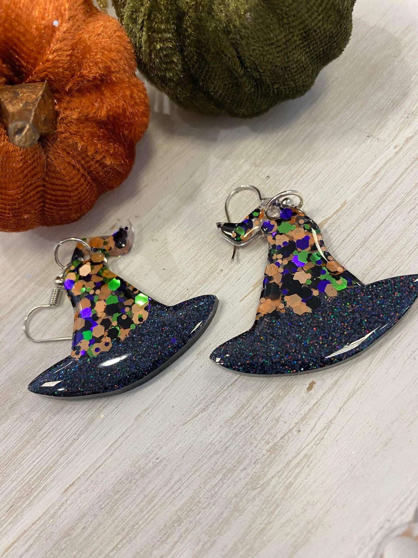 Witch hats / Handmade resin and glitter  earrings