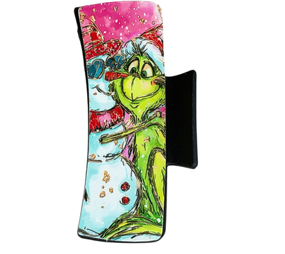 Green Holiday Grinch and Snowman Hair Claw