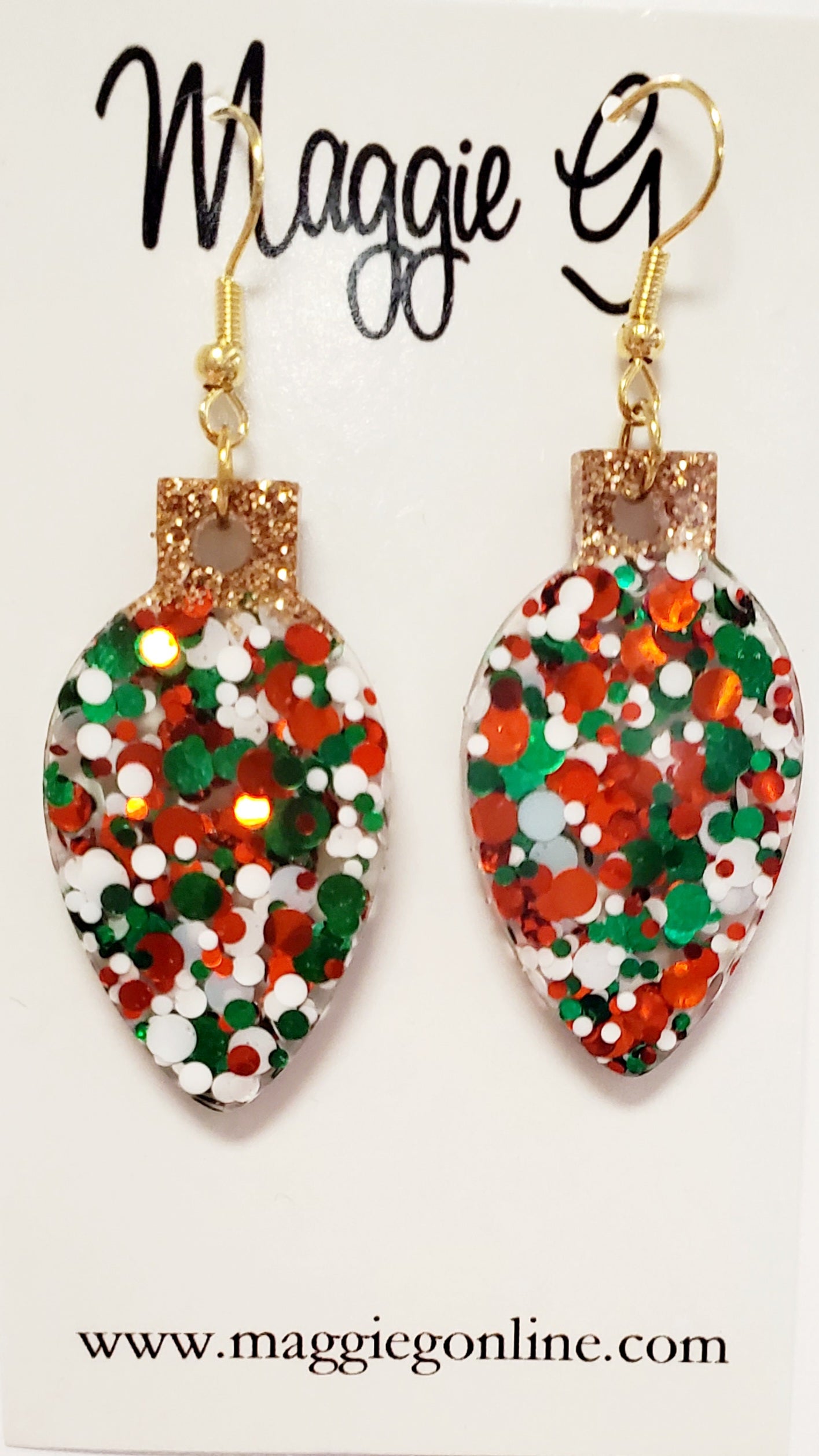 Christmas light Bulb/ Handmade resin and glitter  earrings