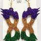 Mardi Gras Mask/ Handmade resin and glitter  earrings