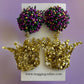 Crown Glitter Acrylic Earrings Seed Bead Top