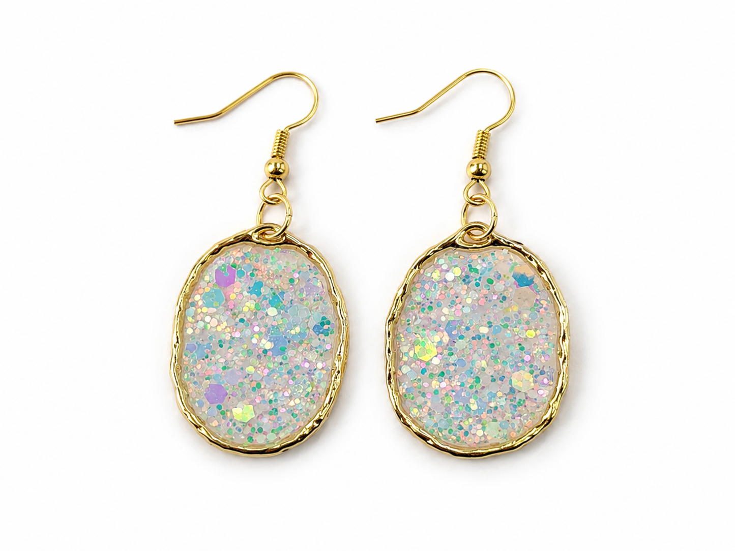 Black Oval Drop Earrings with Gold Trim | Trendy Lightweight Statement Earrings
