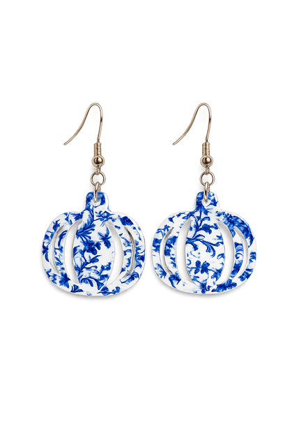 Blue Chinoiserie Pumpkin Dangle Earrings