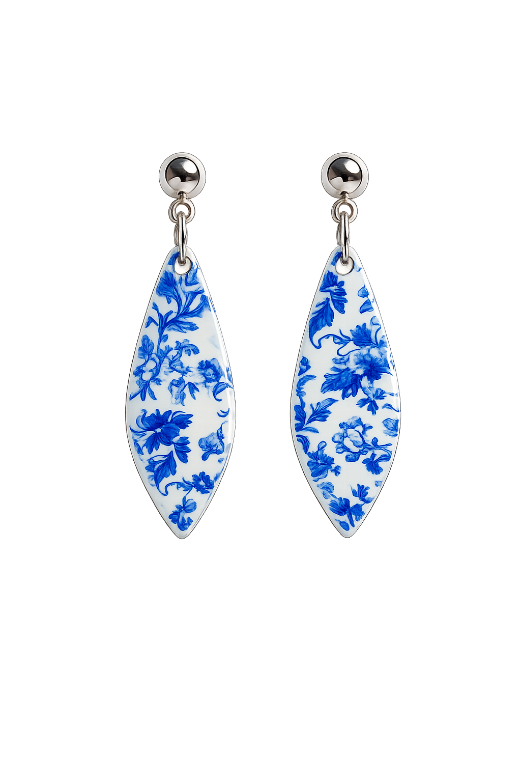 Blue Chinoiserie Dangle Earrings