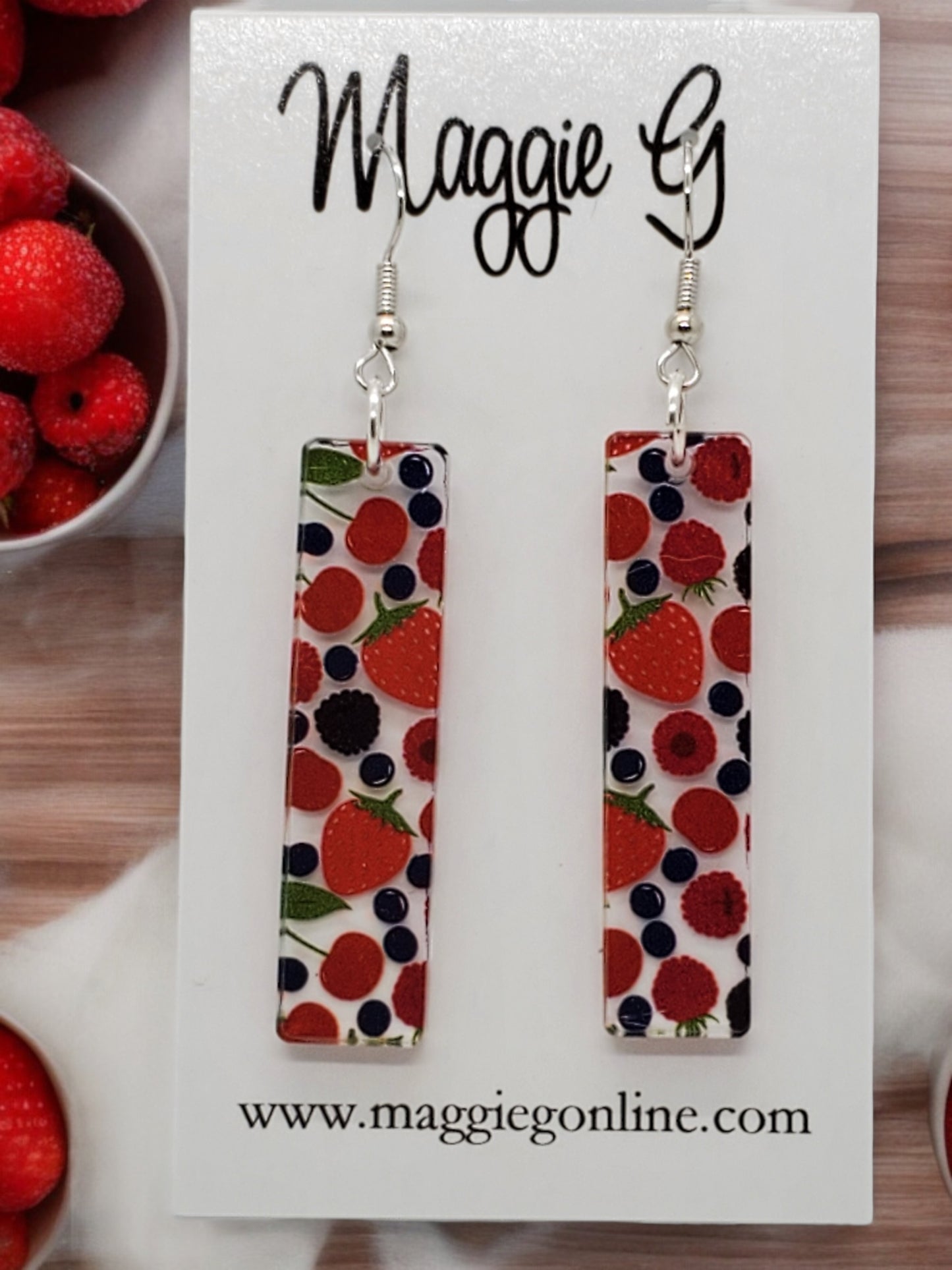 Berry Earrings Handmade Acrylic / Berry Earrings / Fruit Earrings / Fruit Jewelry / Bar Stick Earrings