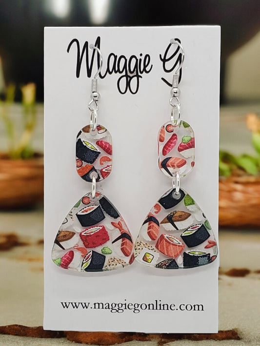 Sushi Earrings / Sushi Jewelry / Sushi Roll / Japanese Earrings