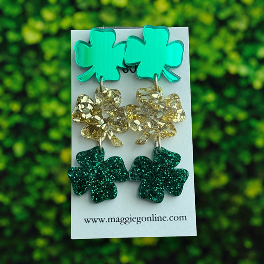 Clover, St. Patricks Day Acrylic Earring