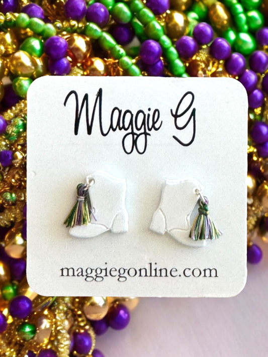 Mardi Gras Marching Boot studs Earrings