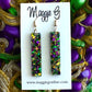 Mardi Gras Bar earring / Handmade resin and glitter  earrings