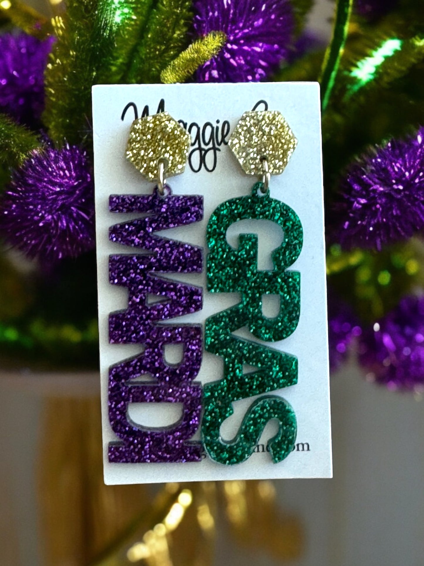 MARDI GRAS Glitter Acrylic Earrings