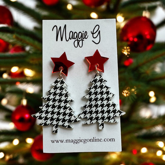 Christmas Tree Earrings Houndstooth Design Alabama
