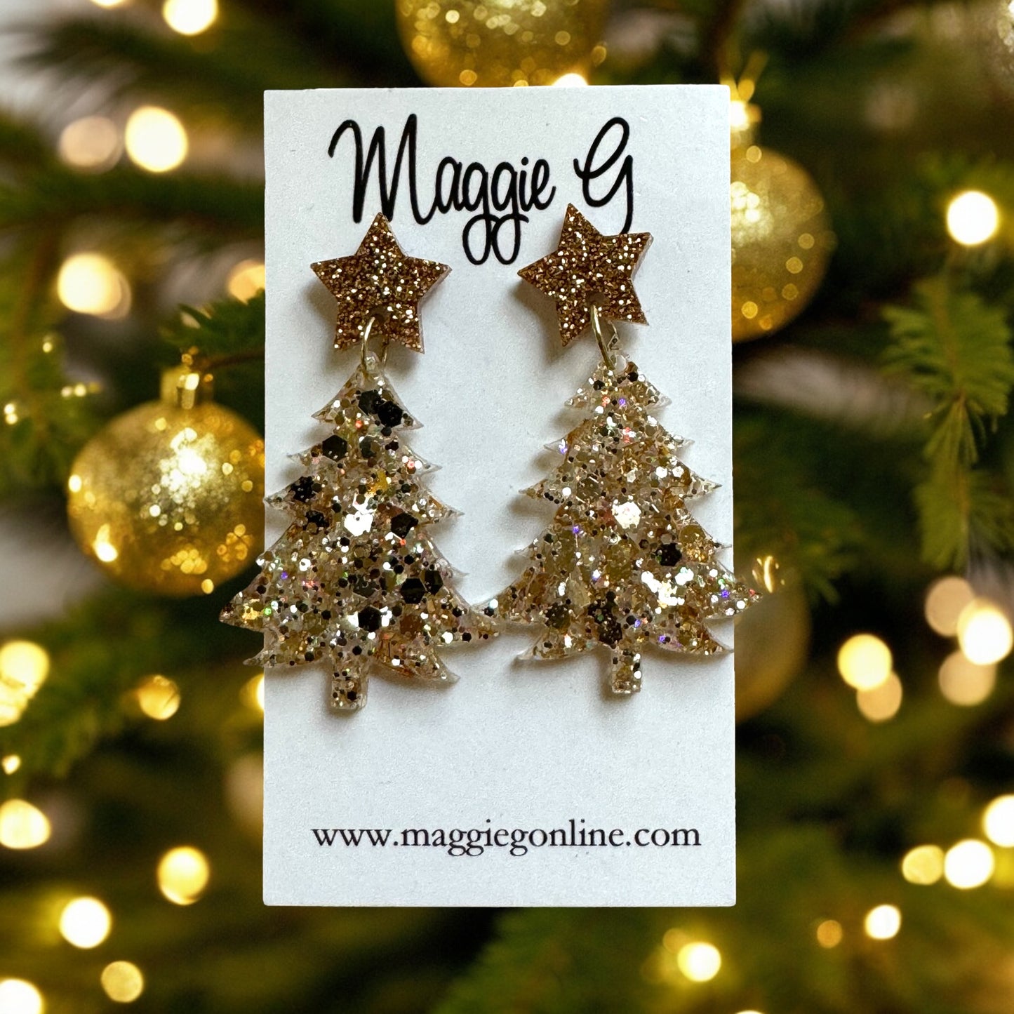 Christmas Tree earrings Gold Earrings
