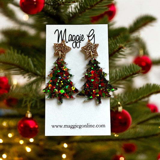 Christmas Tree Acrylic Earrings