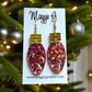 Christmas LIght Bulb Earrings Pink Glitter