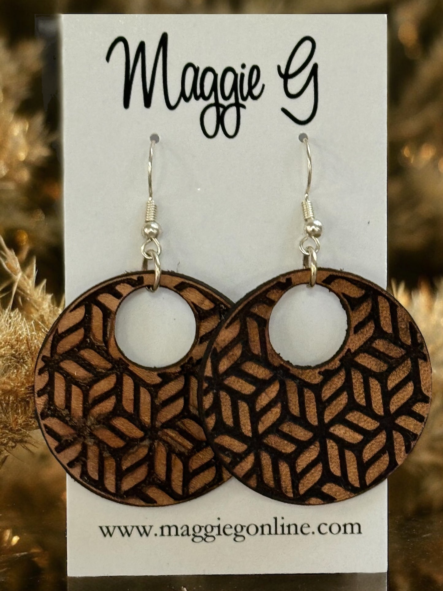 Genuine Vegan Leather laser cut earrings