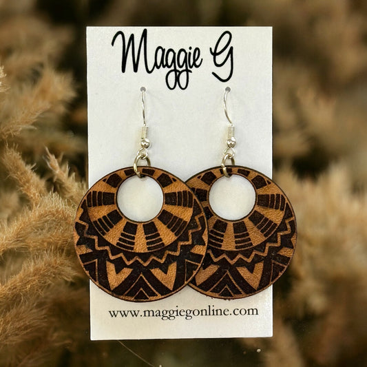 Genuine Vegan Leather laser cut earrings