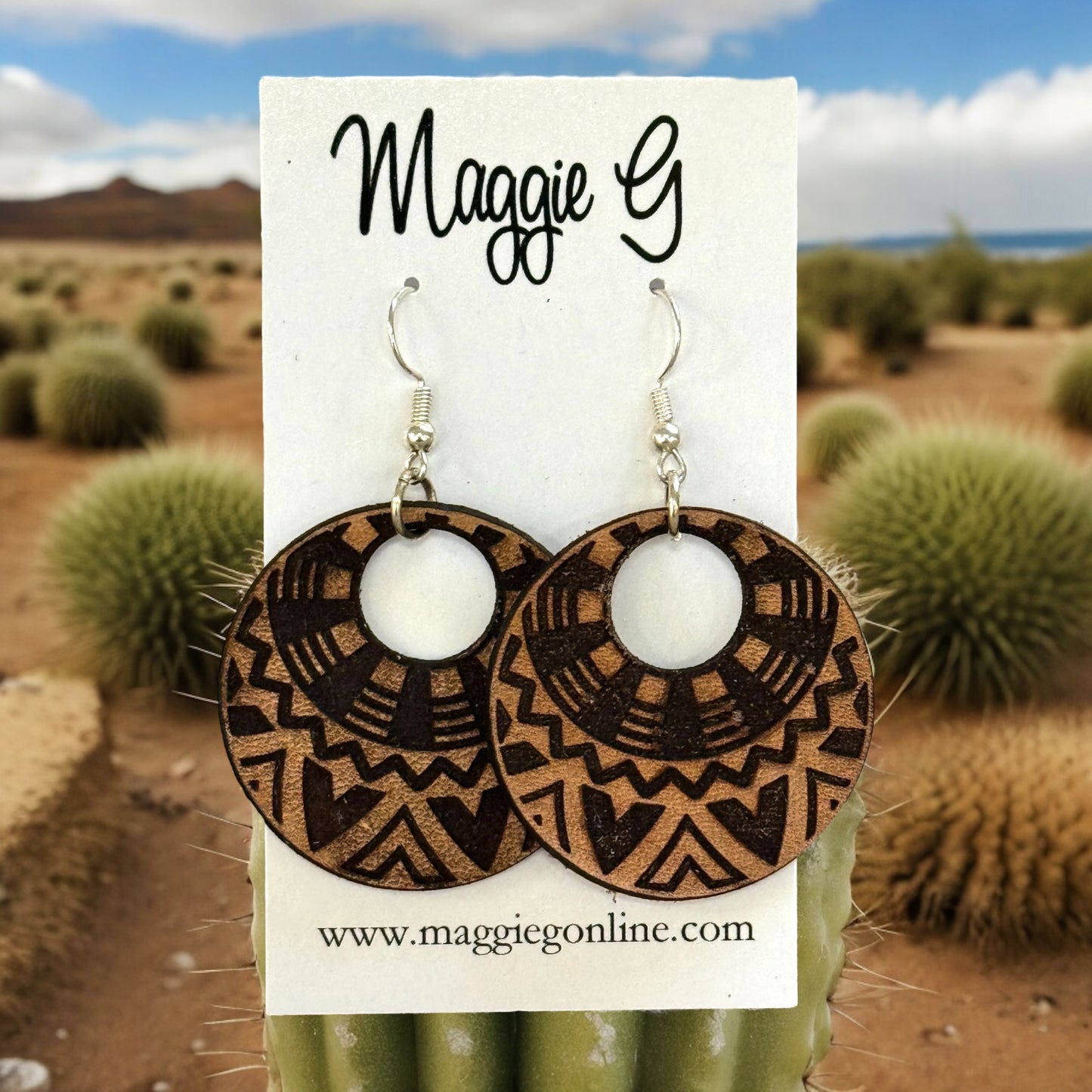 Genuine Vegan Leather laser cut earrings