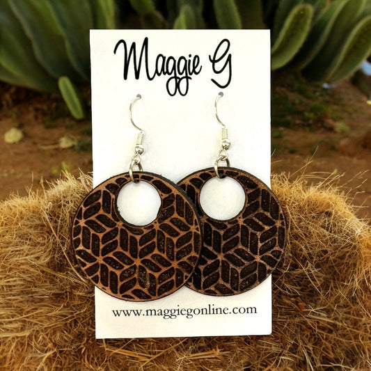 Genuine Vegan Leather laser cut earrings