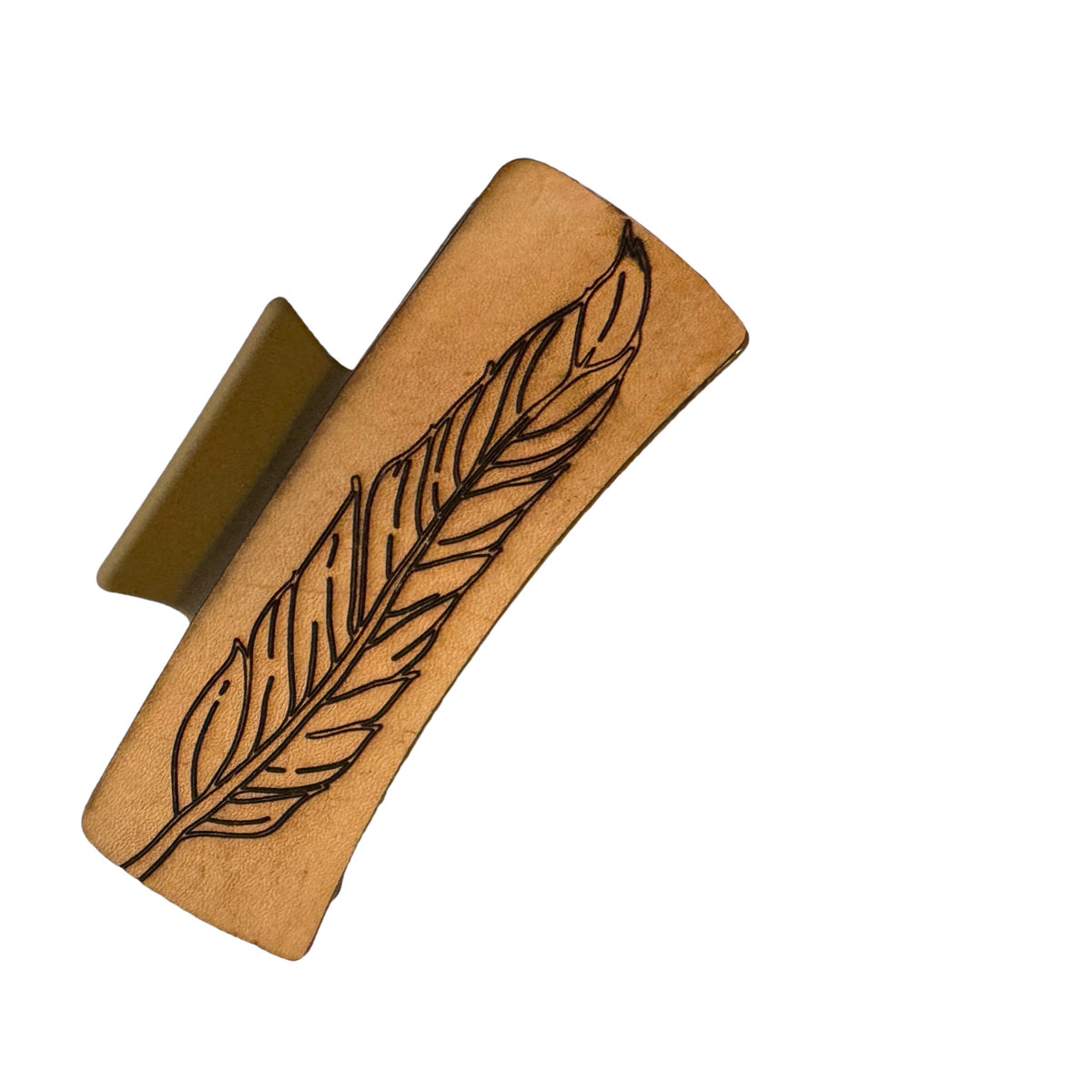 Hair Clip - Quilted Cream Vegan Leather Logo Hair Clip with Gold Hardware - NEW Amazon.com : Yussti Western Leather Hair Claw Clips  main image 2