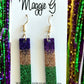 Mardi Gras Bar earring / Handmade resin and glitter  earrings