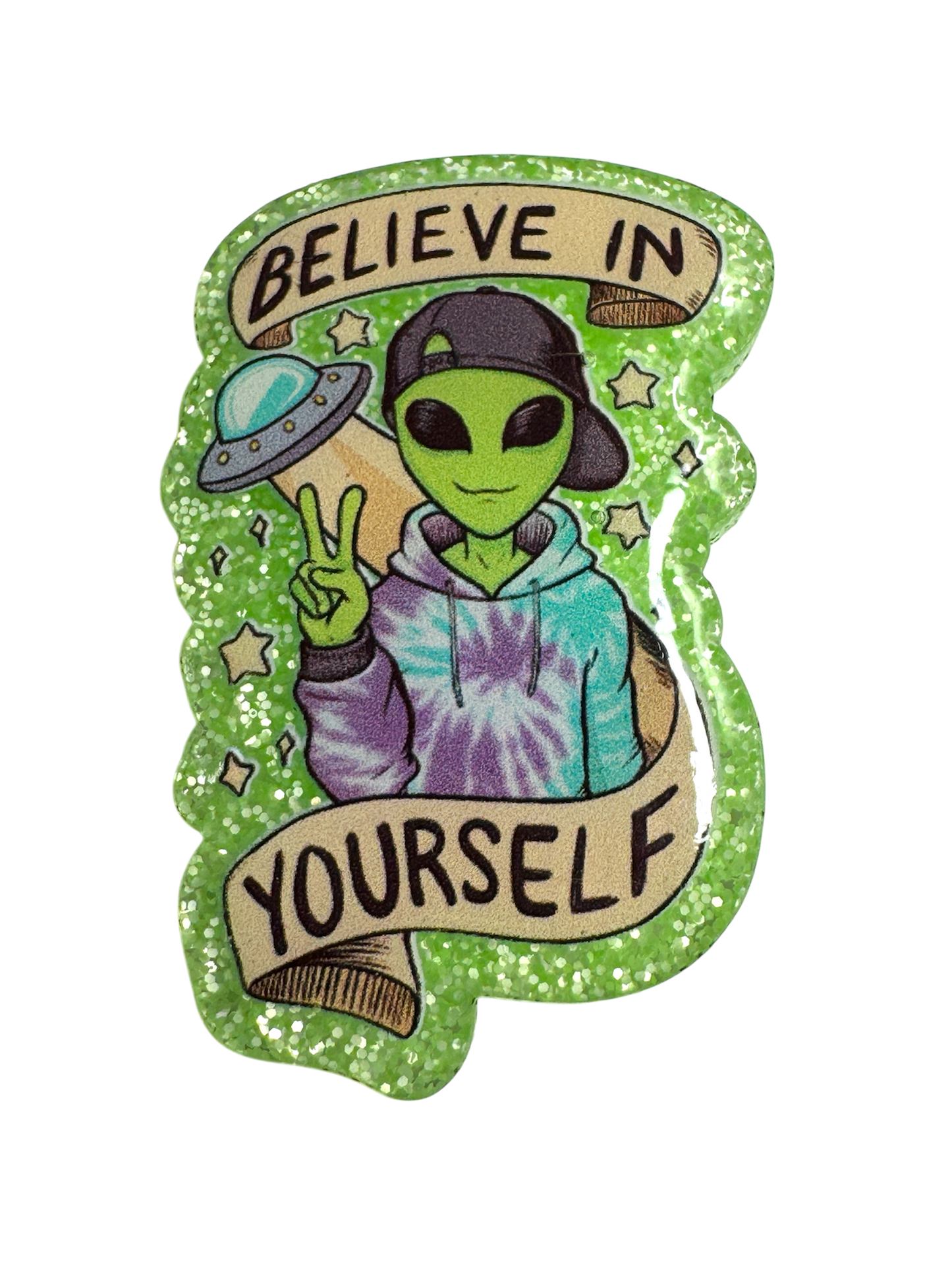 Badge Reel | Interchangable | Alien Believe in yourself ID Badge holder