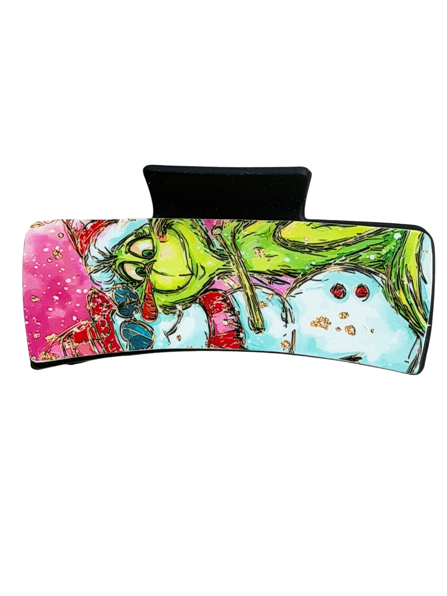 Green Holiday Grinch and Snowman Hair Claw