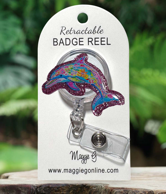 Badge Reel | Interchangable | ID Holder Preppy Dolphin