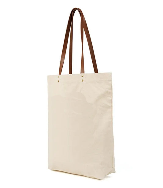 Canvas Tote Bag with Leather handles / Eco friendly Bag / Reusable